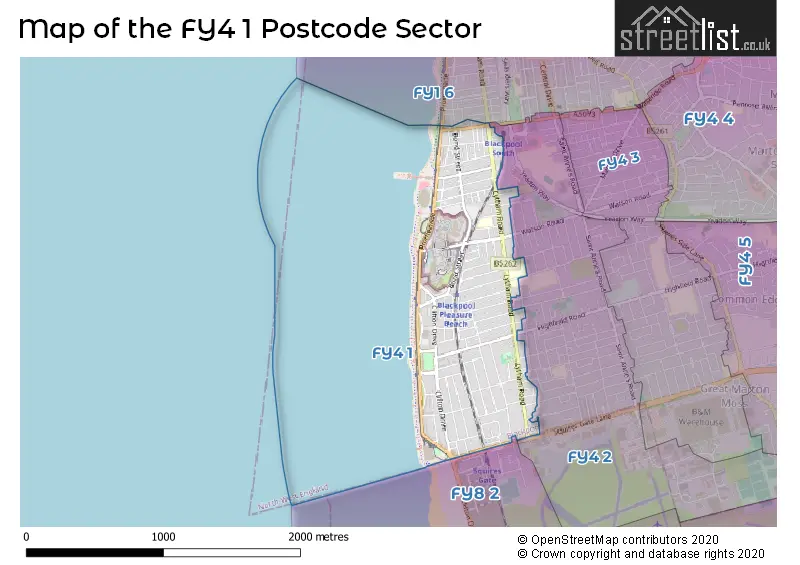 Map of the FY4 1 and surrounding postcode sector