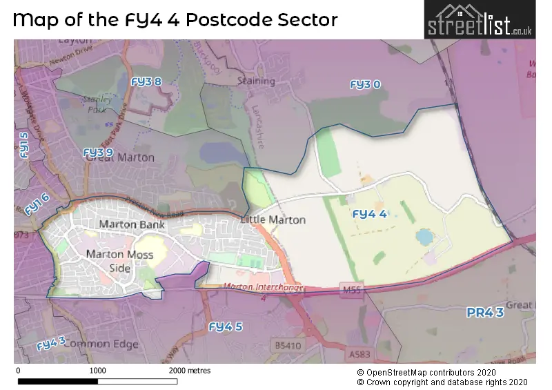 Map of the FY4 4 and surrounding postcode sector