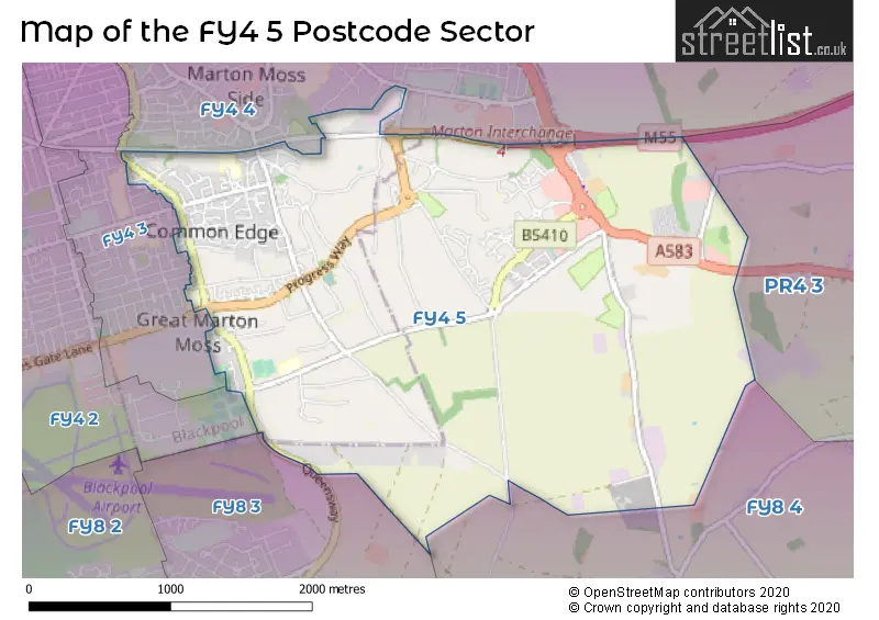 Map of the FY4 5 and surrounding postcode sector