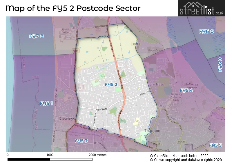 Map of the FY5 2 and surrounding postcode sector