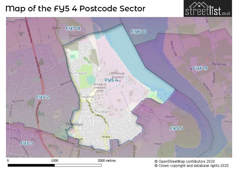 Map of the FY5 4 and surrounding postcode sector