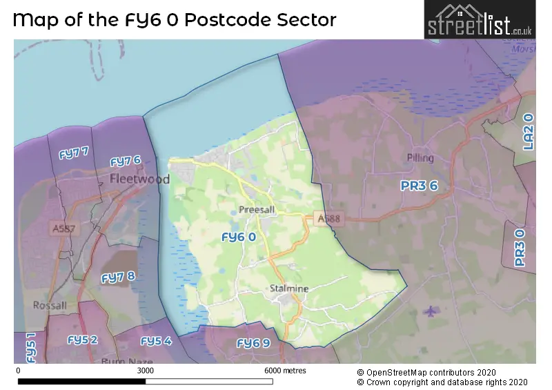 Map of the FY6 0 and surrounding postcode sector