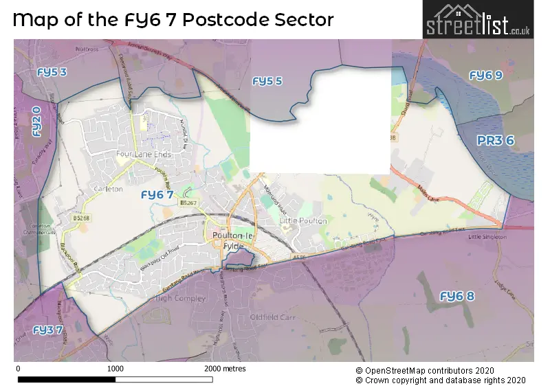Map of the FY6 7 and surrounding postcode sector