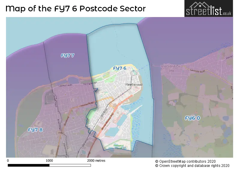 Map of the FY7 6 and surrounding postcode sector