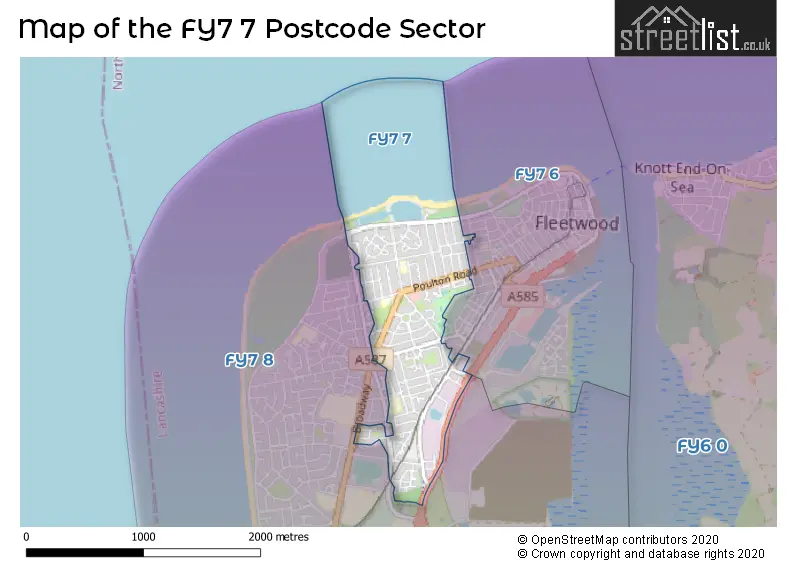Map of the FY7 7 and surrounding postcode sector