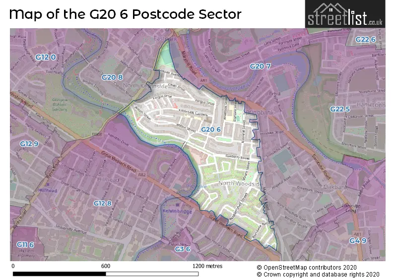 Map of the G20 6 and surrounding postcode sector