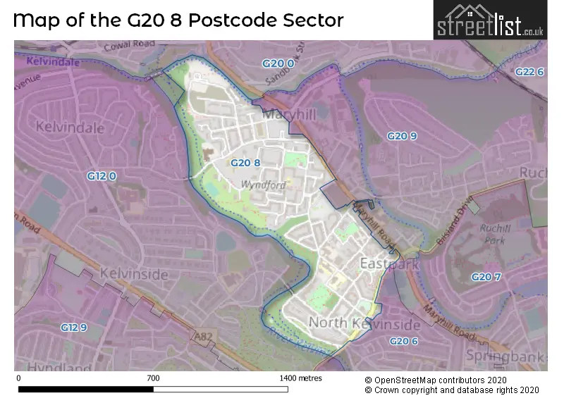 Map of the G20 8 and surrounding postcode sector