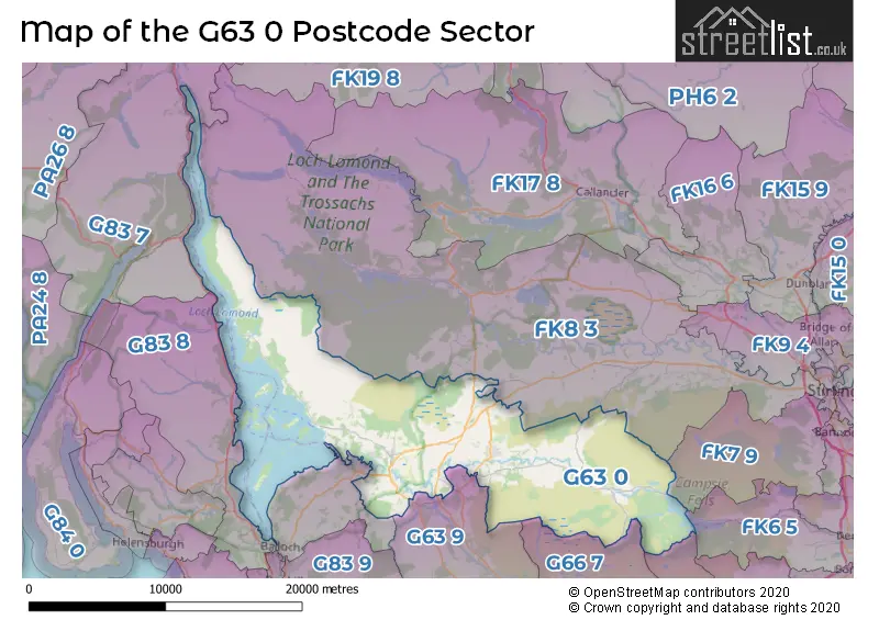 Map of the G63 0 and surrounding postcode sector