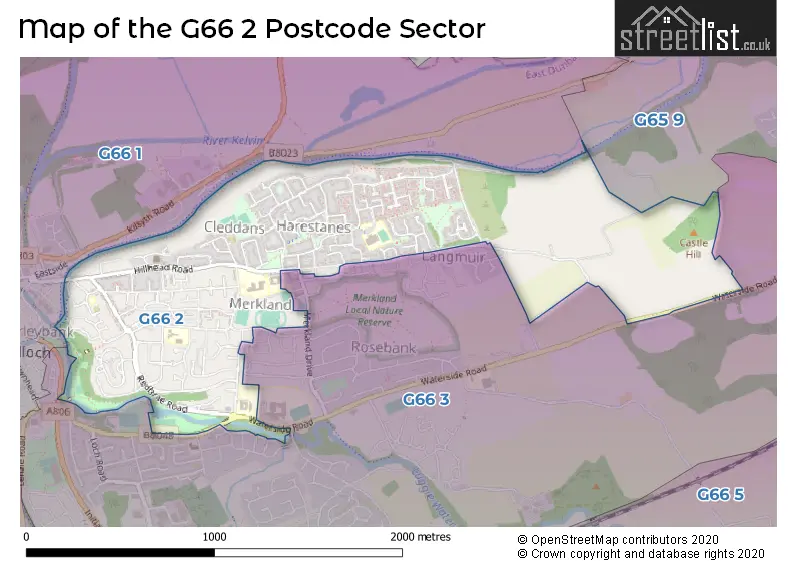 Map of the G66 2 and surrounding postcode sector