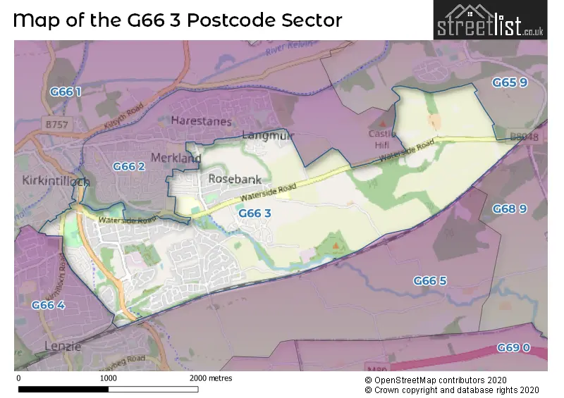 Map of the G66 3 and surrounding postcode sector