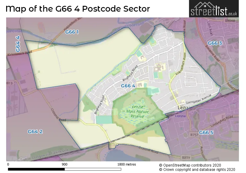 Map of the G66 4 and surrounding postcode sector