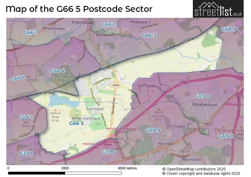 Map of the G66 5 and surrounding postcode sector