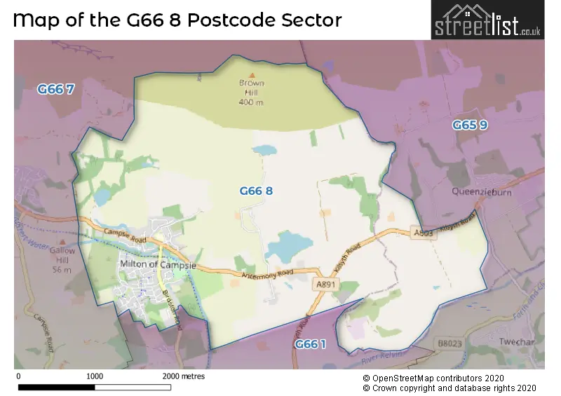 Map of the G66 8 and surrounding postcode sector