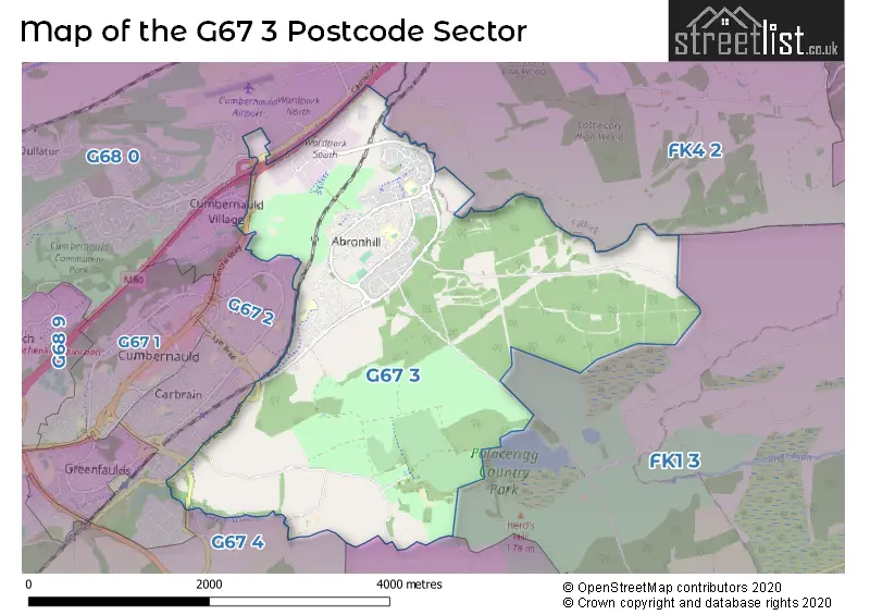 Map of the G67 3 and surrounding postcode sector
