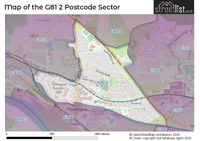 Map of the G81 2 and surrounding postcode sector