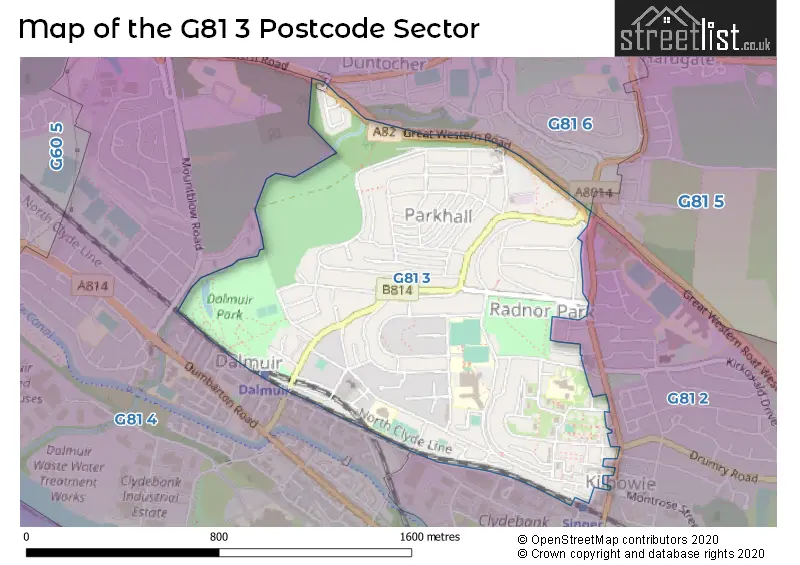 Map of the G81 3 and surrounding postcode sector