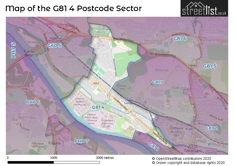 Map of the G81 4 and surrounding postcode sector