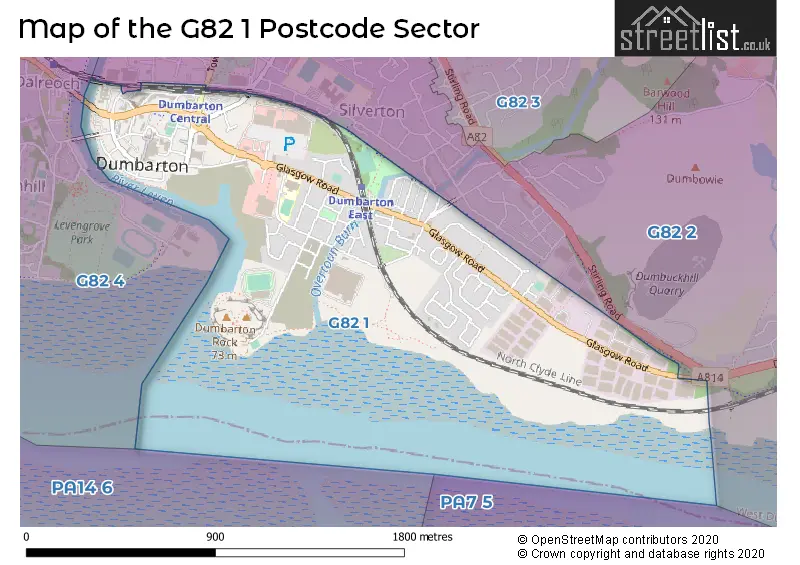 Map of the G82 1 and surrounding postcode sector