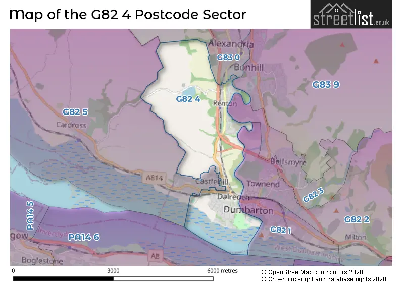 Map of the G82 4 and surrounding postcode sector