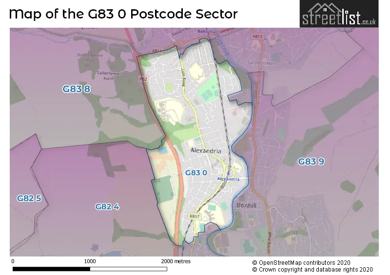 Map of the G83 0 and surrounding postcode sector