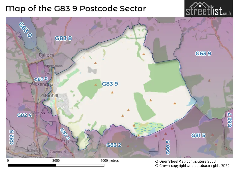 Map of the G83 9 and surrounding postcode sector