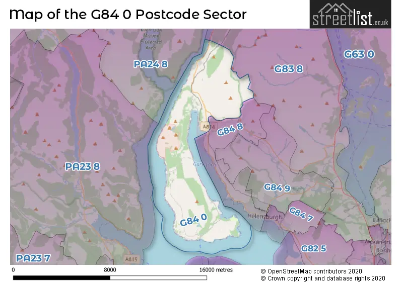 Map of the G84 0 and surrounding postcode sector