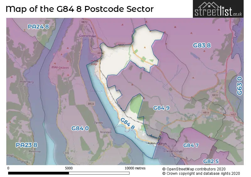 Map of the G84 8 and surrounding postcode sector