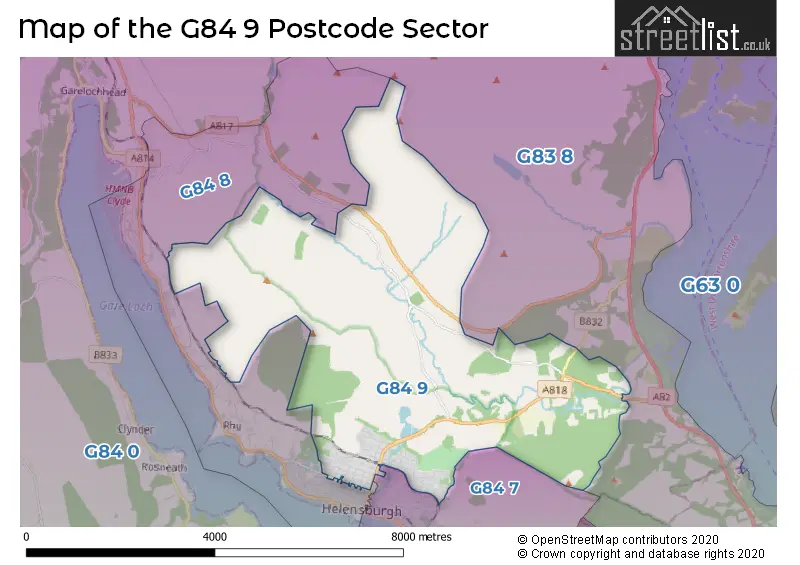 Map of the G84 9 and surrounding postcode sector