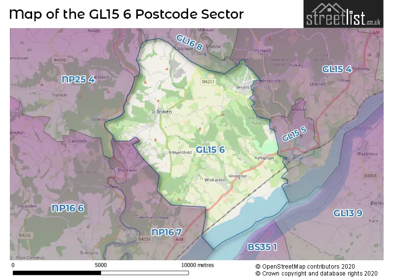 Map of the GL15 6 and surrounding postcode sector