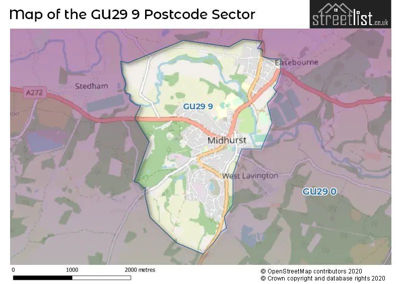 Map of the GU29 9 and surrounding postcode sector