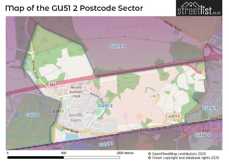 Map of the GU51 2 and surrounding postcode sector
