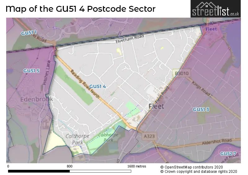 Map of the GU51 4 and surrounding postcode sector