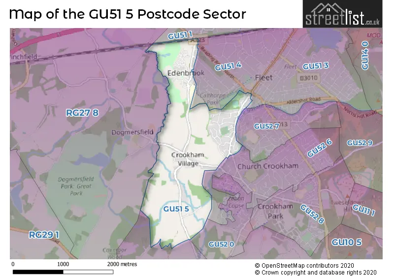 Map of the GU51 5 and surrounding postcode sector