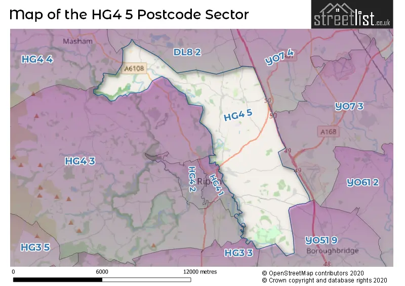Map of the HG4 5 and surrounding postcode sector