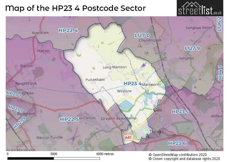 Map of the HP23 4 and surrounding postcode sector