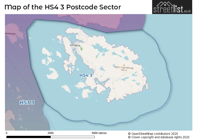 Map of the HS4 3 and surrounding postcode sector