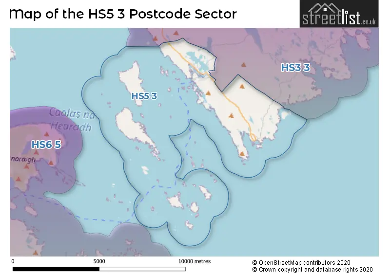 Map of the HS5 3 and surrounding postcode sector