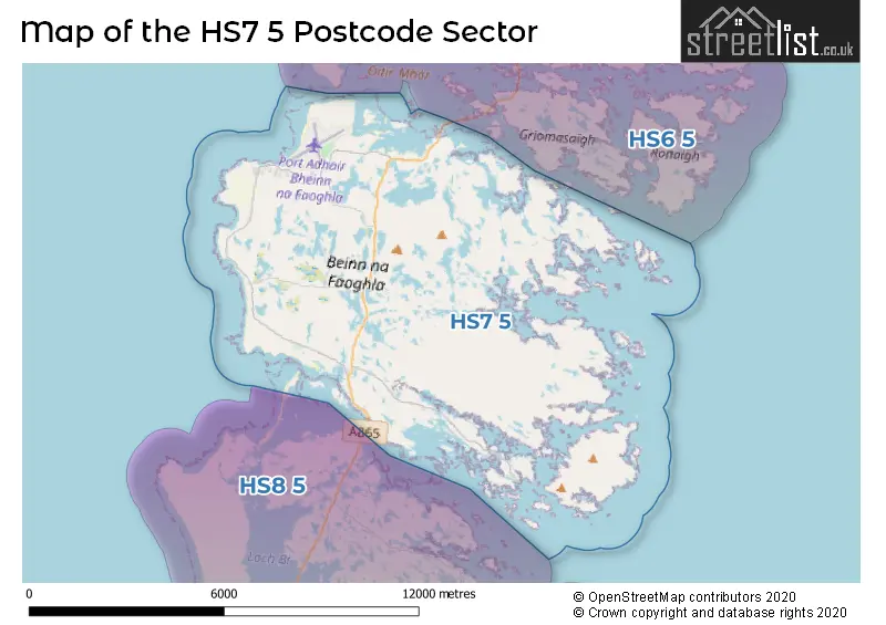 Map of the HS7 5 and surrounding postcode sector