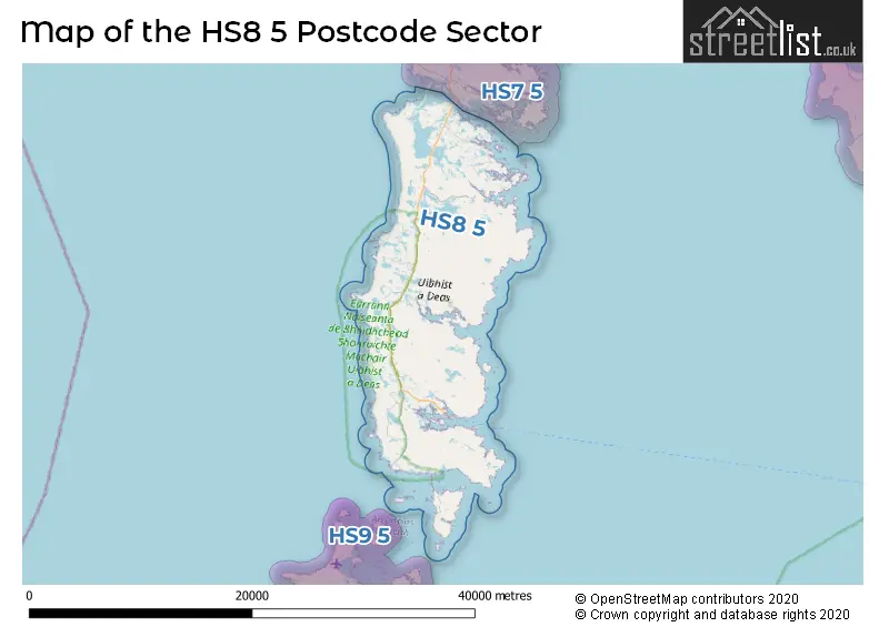 Map of the HS8 5 and surrounding postcode sector