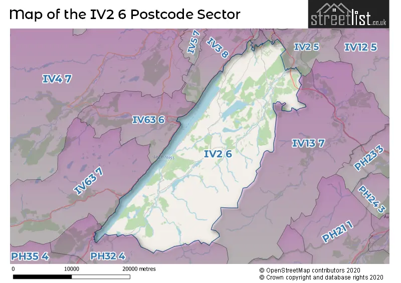 Map of the IV2 6 and surrounding postcode sector