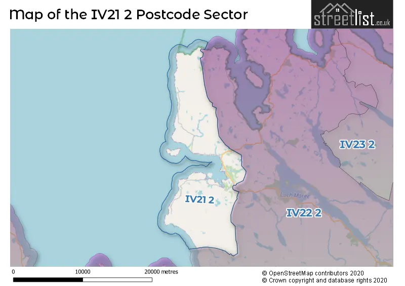 Map of the IV21 2 and surrounding postcode sector
