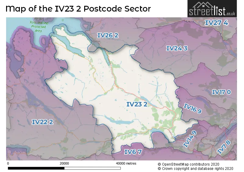 Map of the IV23 2 and surrounding postcode sector
