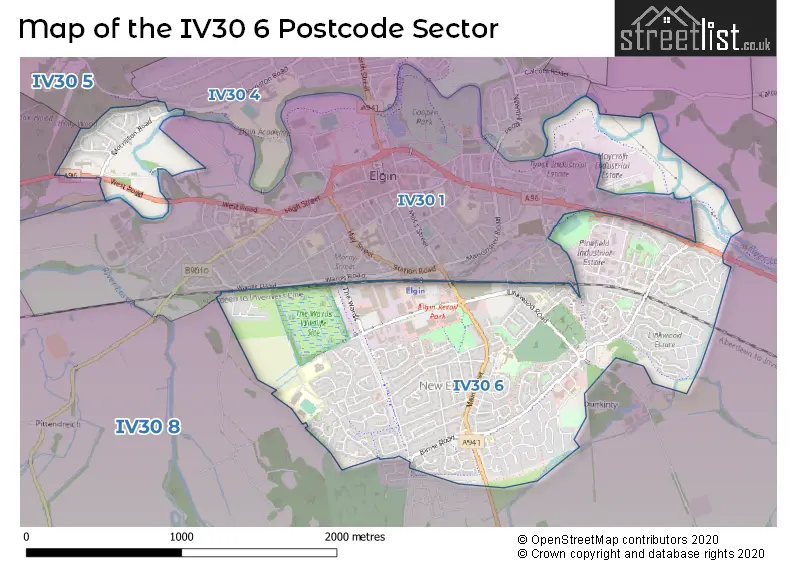 Map of the IV30 6 and surrounding postcode sector