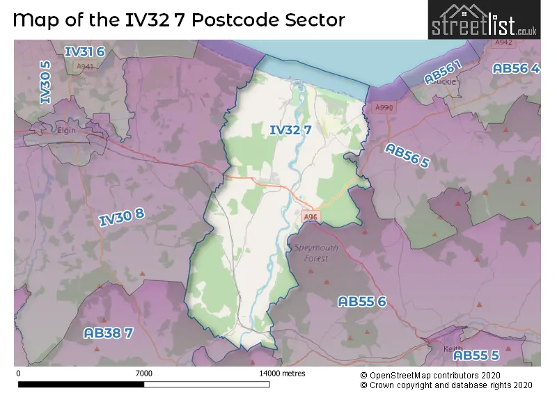 Map of the IV32 7 and surrounding postcode sector