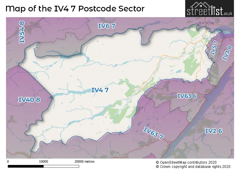 Map of the IV4 7 and surrounding postcode sector