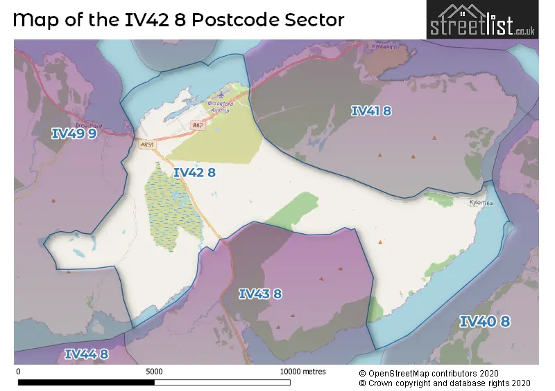 Map of the IV42 8 and surrounding postcode sector