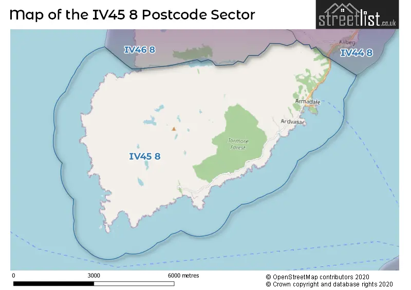 Map of the IV45 8 and surrounding postcode sector