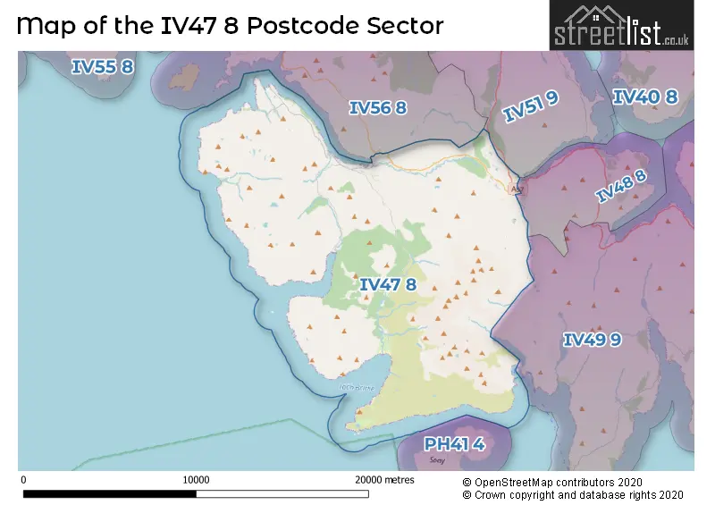 Map of the IV47 8 and surrounding postcode sector