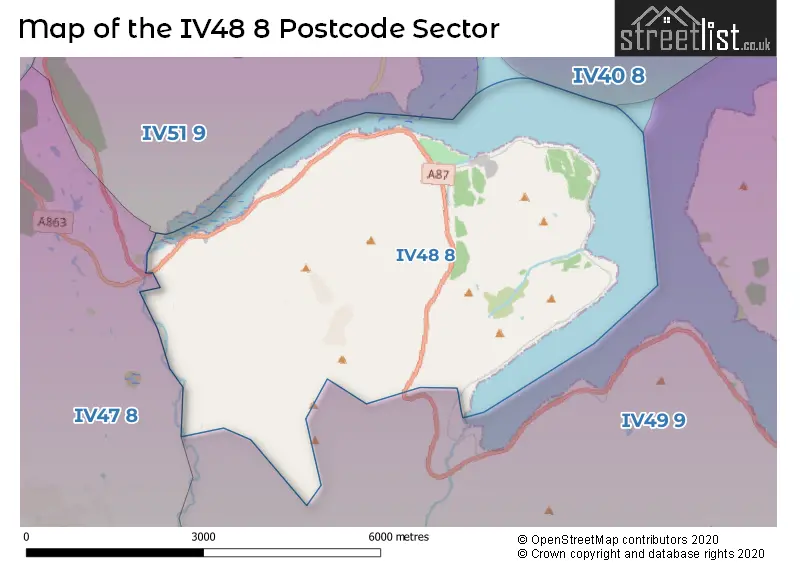 Map of the IV48 8 and surrounding postcode sector