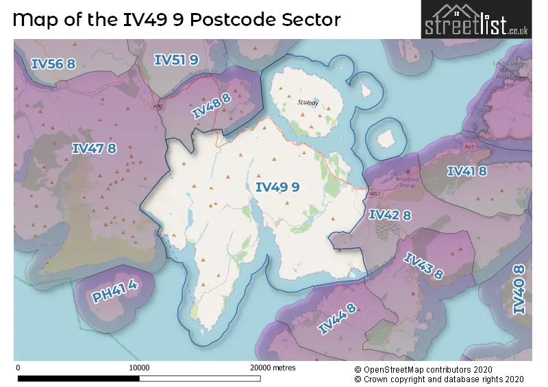 Map of the IV49 9 and surrounding postcode sector